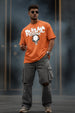 RHYTHMIC Orange Oversized Typographic Front Printed T-shirt