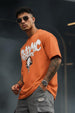 RHYTHMIC Orange Oversized Typographic Front Printed T-shirt