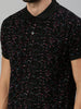 Black Printed Regular Fit Polo T-shirt