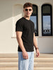 Black Chest Pocket Waffle Textured Regular Fit T-Shirt