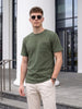Olive Chest Pocket Waffle Textured Regular Fit T-Shirt