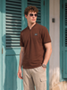 Essential Stripe Collar Brown Regular Fit Polo T-shirt