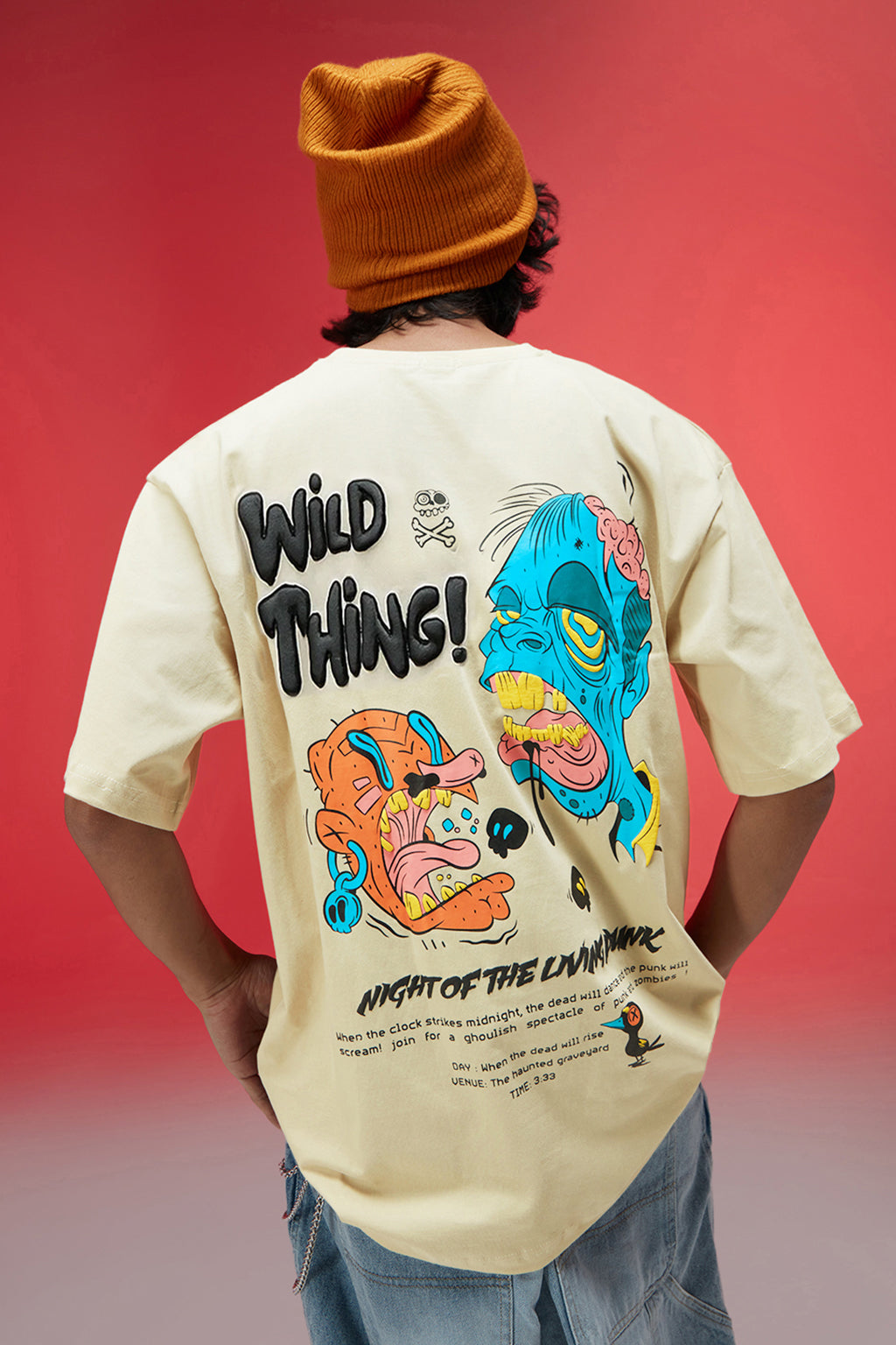 Wild Thing Swan White Oversized Puff Printed Exclusive T-shirt