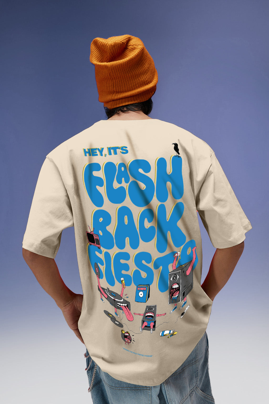 Flash Back Swanwhite Oversized Puff Printed Exclusive T-shirt