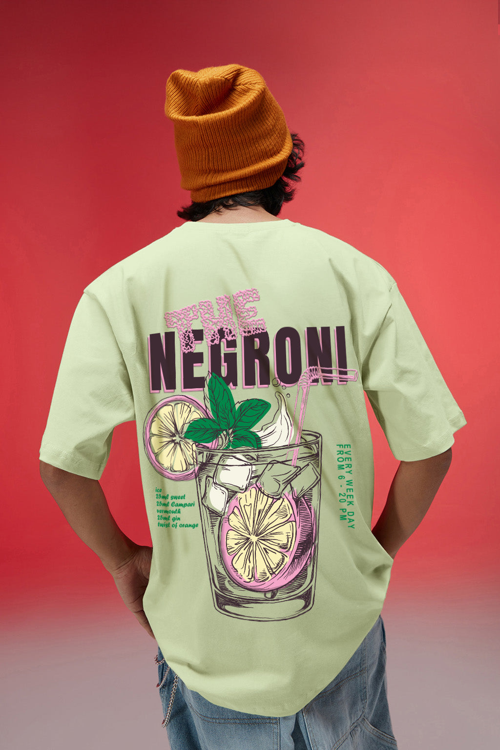 Negroni Lime Green Oversized Puff Printed Exclusive T-shirt