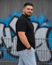Black Interlock Plain Plus Size Zipper Polo T-shirt