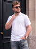 White Interlock Plain Plus Size Zipper Polo T-shirt