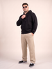 Black Ribbed Cuff Regular Fit Zip-Up Plus Size Hoodie