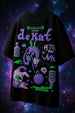 Curiosity Black Oversized Puff Printed Exclusive T-shirt