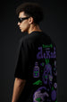 Curiosity Black Oversized Puff Printed Exclusive T-shirt