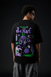 Curiosity Black Oversized Puff Printed Exclusive T-shirt