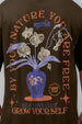 Grow Yourself Brown Graphic Printed Plus Size T-shirt