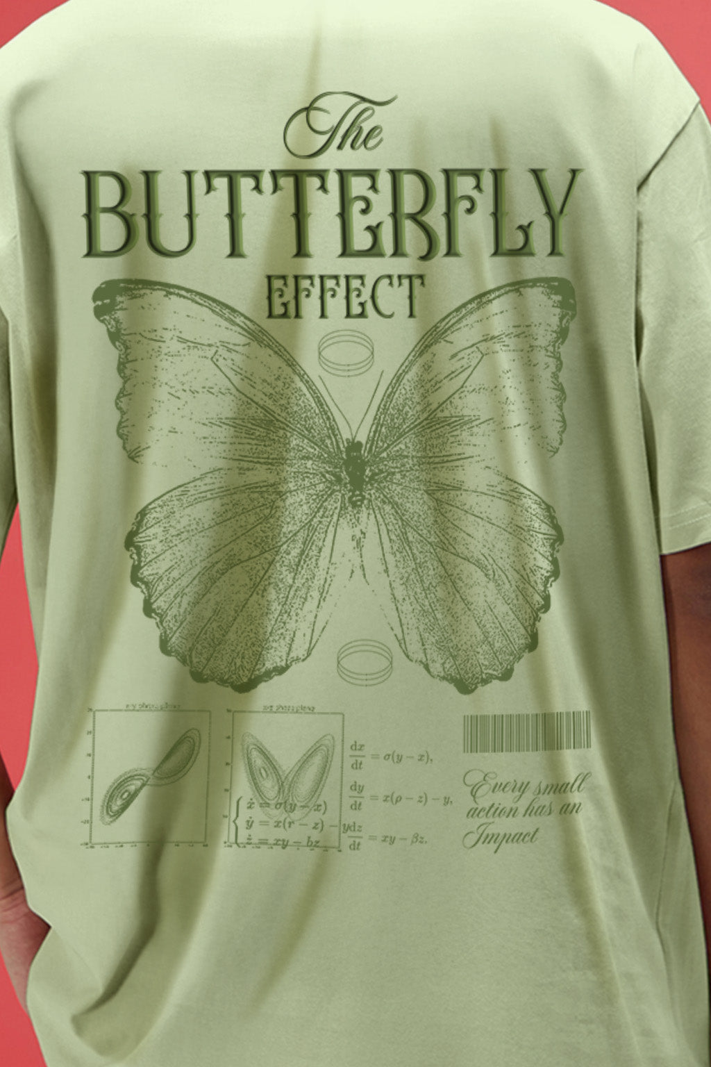 Butterfly Lime Green Oversized Puff Printed Exclusive T-shirt