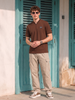 Essential Stripe Collar Brown Regular Fit Polo T-shirt