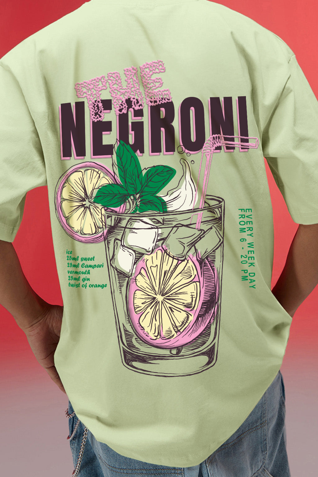 Negroni Lime Green Oversized Puff Printed Exclusive T-shirt
