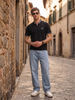 Essential Stripe Collar Black Regular Fit Polo T-shirt
