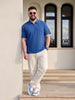 Royal Blue Interlock Plain Plus Size Zipper Polo T-shirt