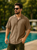 Khaki Textured Plain Oversized Exclusive Shirt