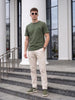 Olive Chest Pocket Waffle Textured Regular Fit T-Shirt