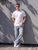 White Chest Pocket Waffle Textured Regular Fit T-Shirt