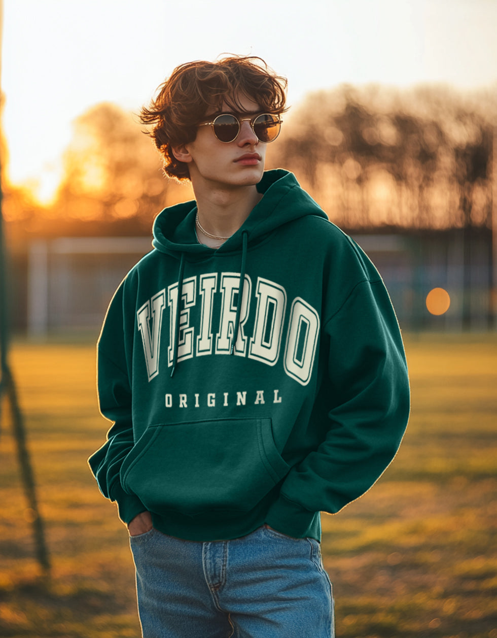 Veirdo Original Green Front Oversized Graphic Printed Hoodie