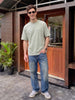 Veirdo Fogg Green Embossed Oversized Plain T-Shirt