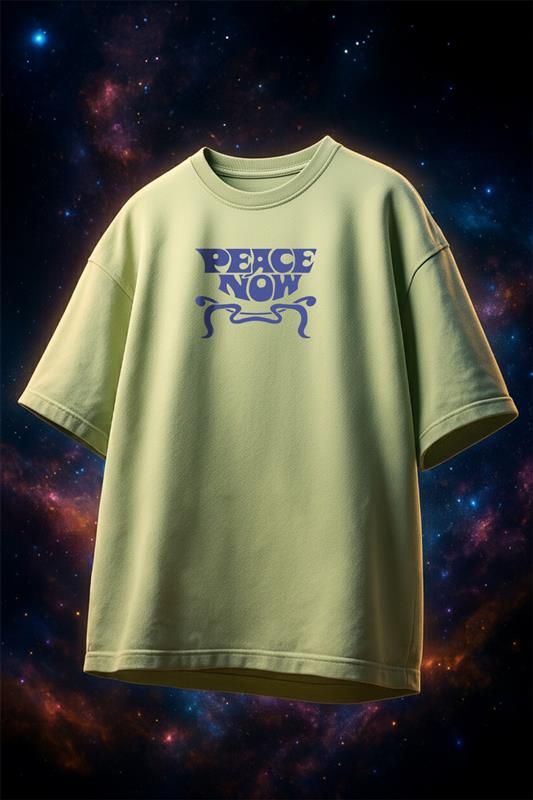 Peace Now Lime Green Oversized Puff Printed Exclusive T-shirt