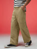 Beige Woven Relaxed Fit High-Rise Exclusive Cargo Pant