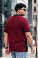 Maroon And Black Striped Plus Size Polo T-shirt