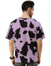 Cow Lilac Oversized All Over Animal Printed Tshirt