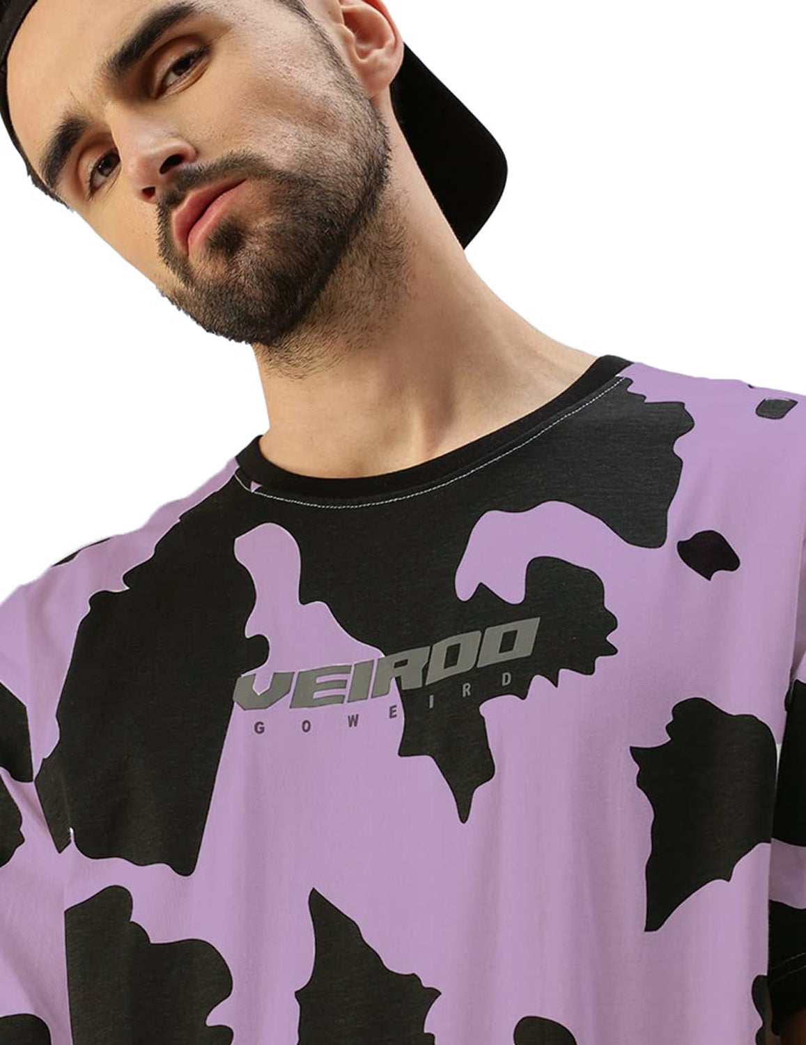 Cow Lilac Oversized All Over Animal Printed Tshirt