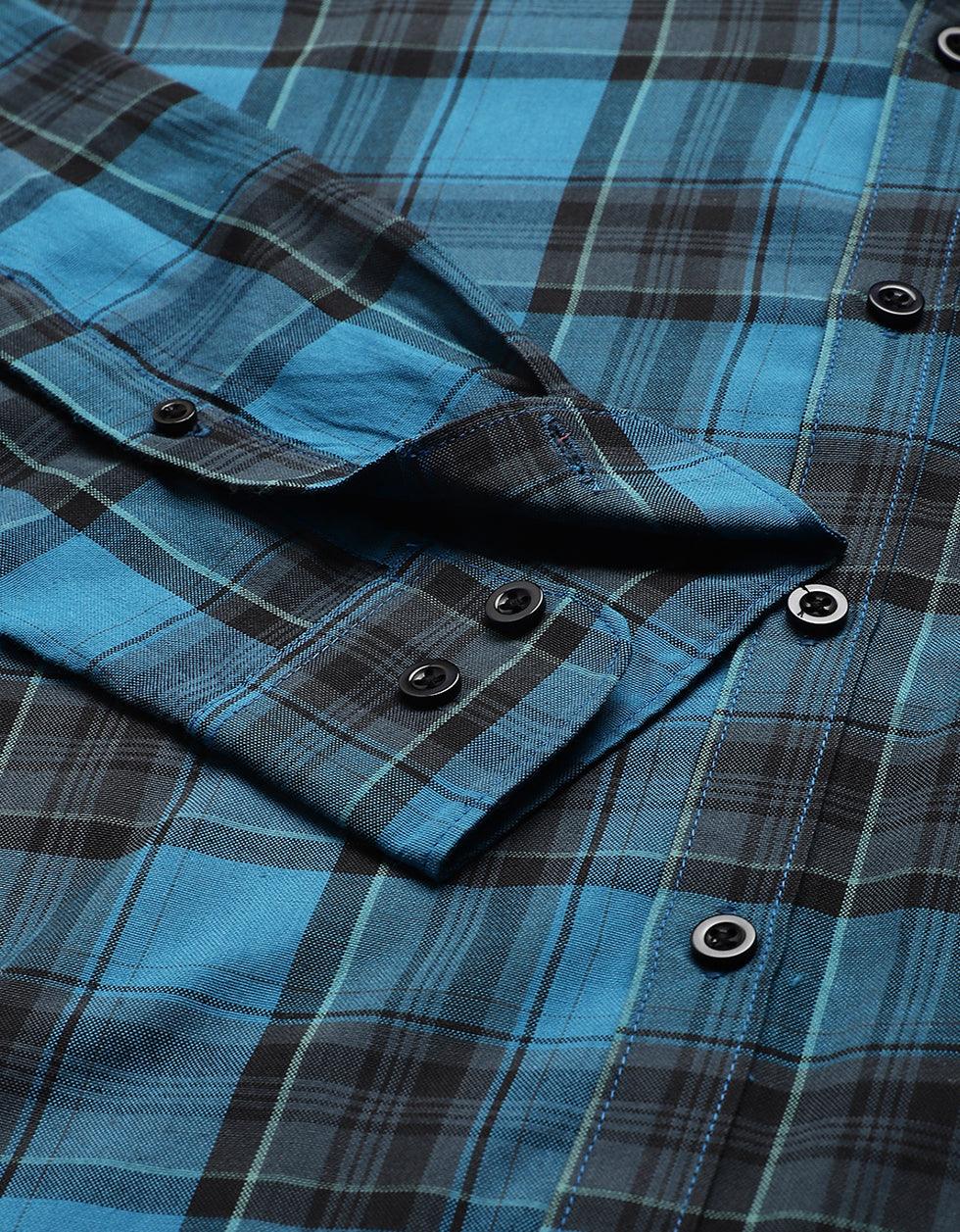 Aqua Green Checks Men's Shirt Veirdo