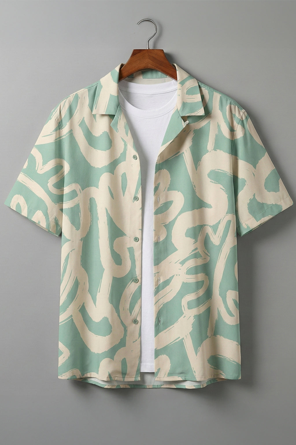 Coastal Canvas Beige All Over Print Oversized Exclusive Shirt