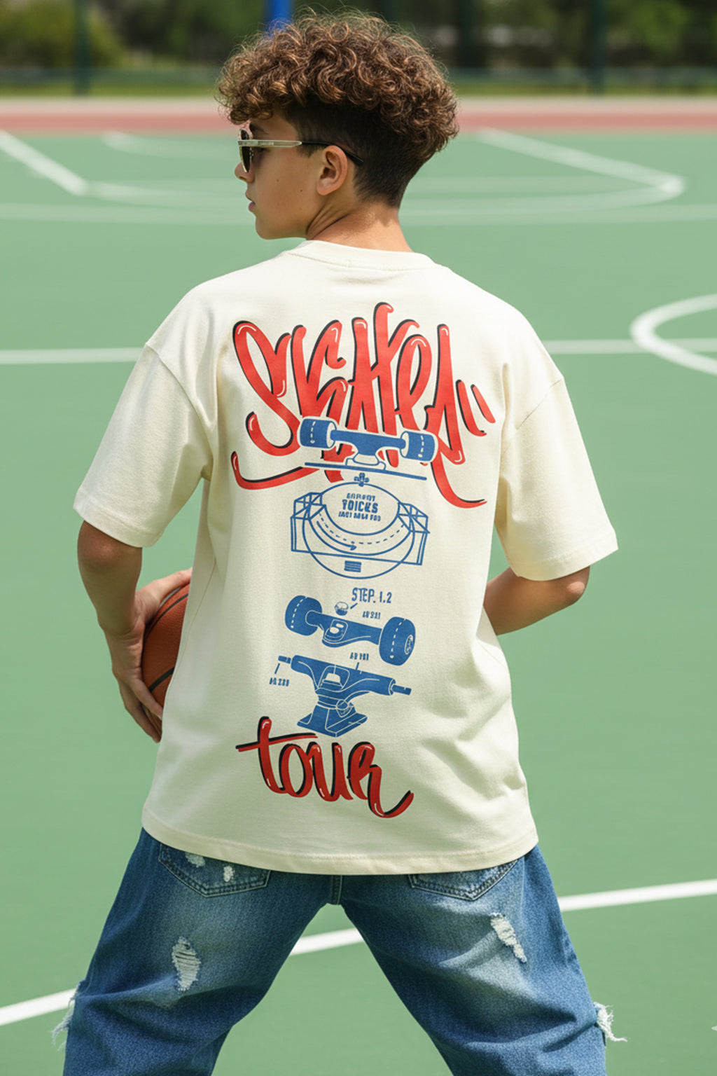 Skaters Swanwhite Oversized Graphic Printed Boys T-shirt