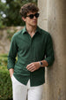 Green Plain Regular Fit Single Pocket Full Sleeve Exclusive Shirt
