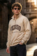 Veirdo Original Beige Oversized Full Sleeve Printed Exclusive Polo T-shirt