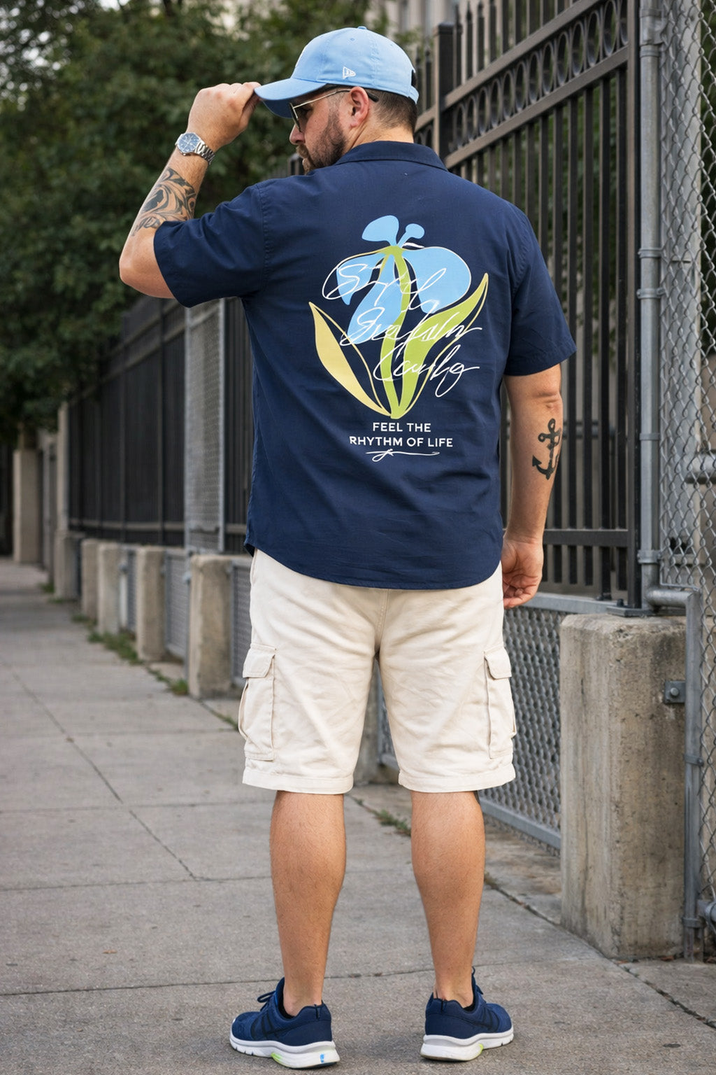 Feel The Rhythm Navy Plus Size Printed Exclusive Shirt