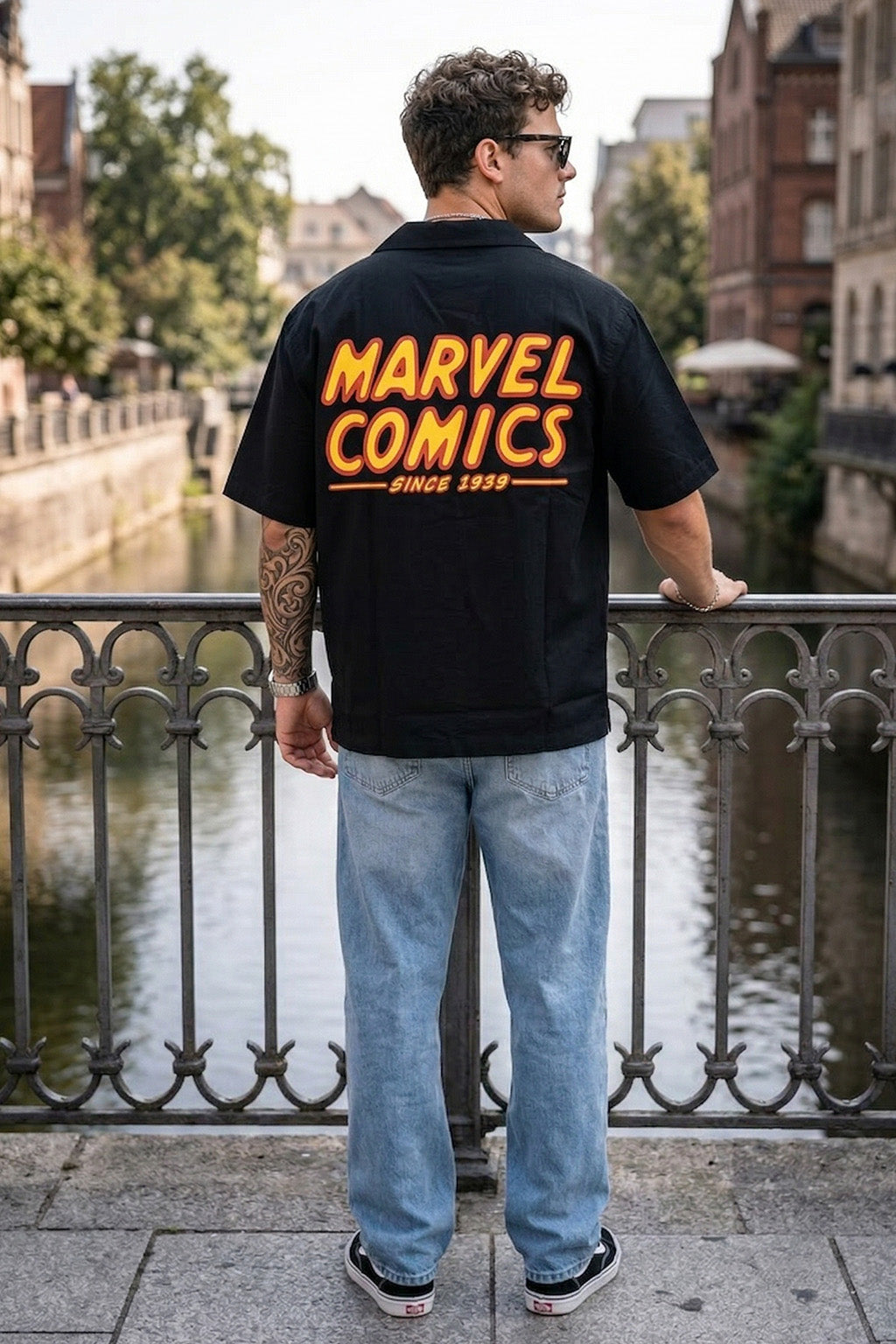 Marvel Comics Black Oversized Printed Exclusive Shirt