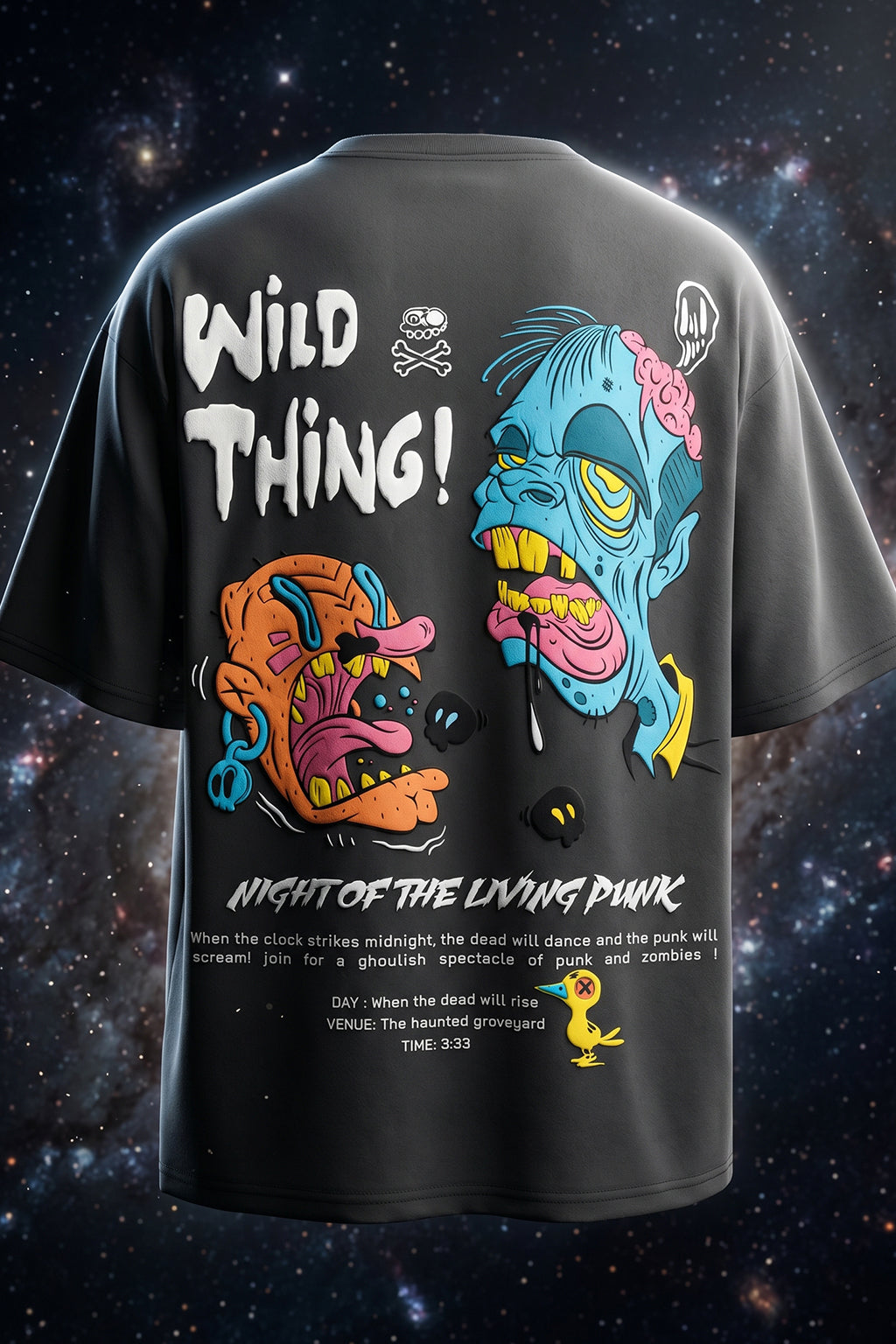 Wild Thing Dark Grey Oversized Puff Printed Exclusive T-shirt