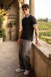 Black Stripped Collar Regular Fit Exclusive Pique Lycra Polo T-Shirt