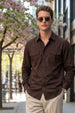 Chocolate Plain Relaxed Fit Full Sleeve Dual Pocket Utility Exclusive Shirt