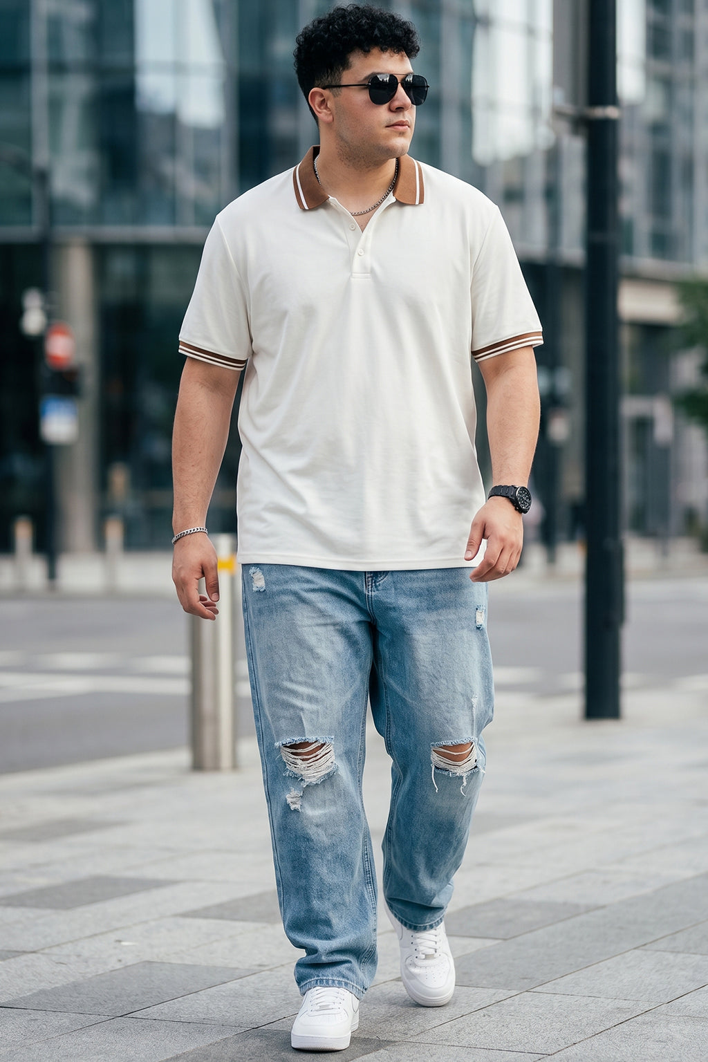 White Plus Size Polo T-shirt