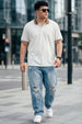 White Plus Size Polo T-shirt