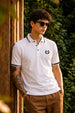 Imperial Crest Stripe Collar White Regular Fit Polo T-shirt