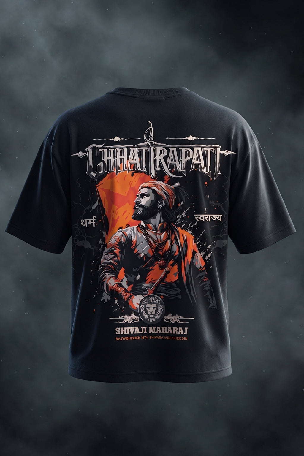 छत्रपति शिवाजी महाराज Black Puff Printed Exclusive T-shirt Epic Collection