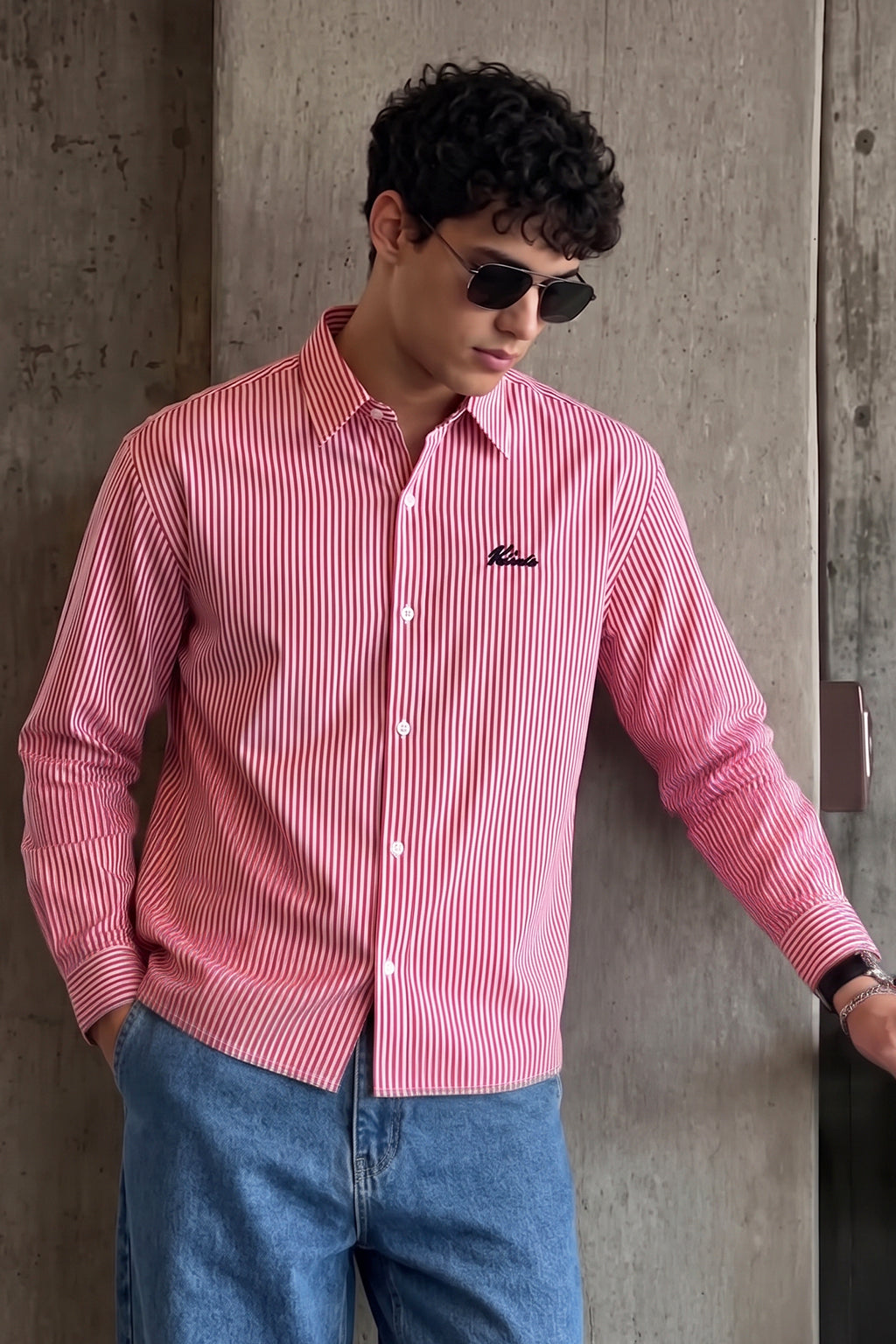 Crimson Stripe Red Boxy Fit Full sleeve Exclusive Shirt