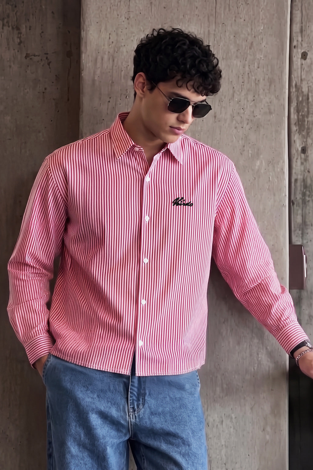 Crimson Stripe Red Boxy Fit Full sleeve Exclusive Shirt