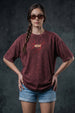 इंद्र थंडर Maroon Acid Washed Puff Printed Exclusive T-shirt Epic Collection For Women