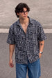 Geo Lines Black All Over Printed Oversized Exclusive Shirt