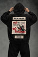 Fight The Limits Black Printed Graphic Patch Oversized Exclusive Hoodie